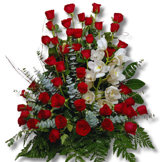 50 Rosas con Orquídea