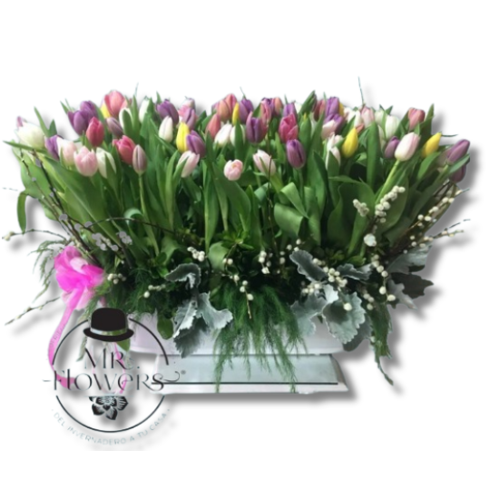 Arreglo Floral con 100 Tulipanes