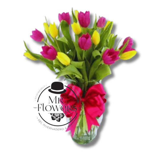 Arreglo Floral con 20 Tulipanes Mixtos
