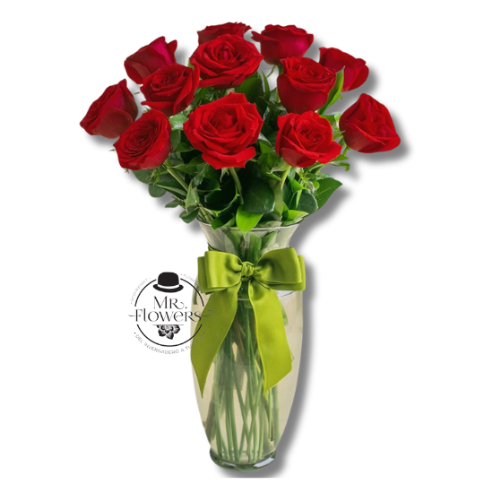 Arreglo Floral de 12 Rosas