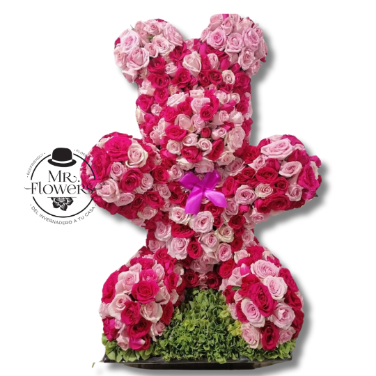 Oso con 550 Rosas Rosa