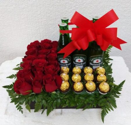 Regalo con Cervezas, Rosas y Chocolates