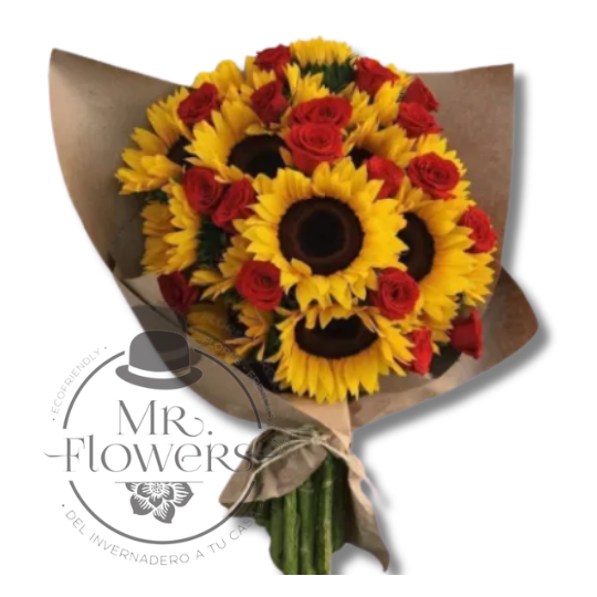 Ramo de Rosas y Girasoles