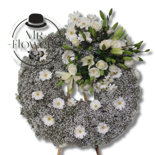 Corona Chica con Gypso y Gerberas