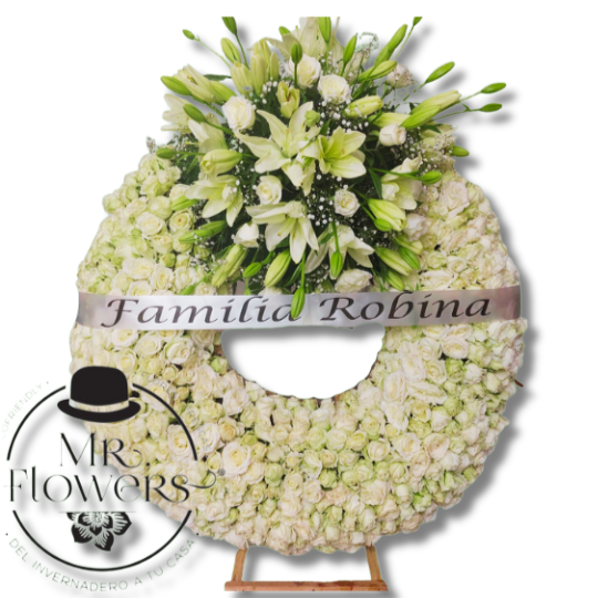 Arreglos Florales - Inicio 36 Corona Grande Elegante con Tripie