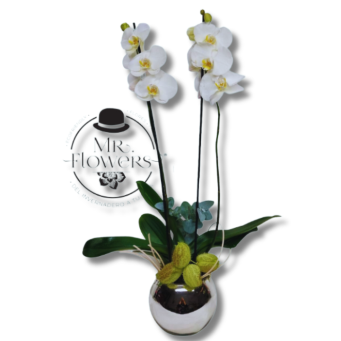 Orquidea en Base Plata