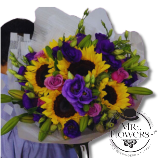 Ramo de Girasoles, Lissianthus, Rosas y Lilis