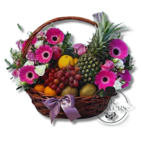 Arreglo Frutal con Rosas y Gerberas