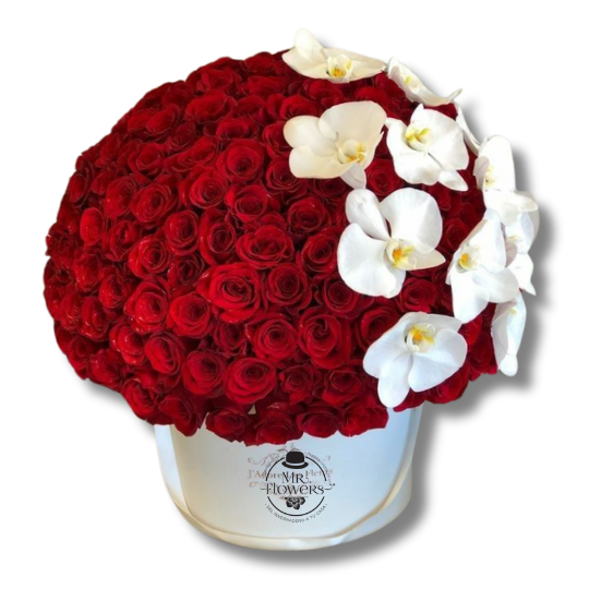 Caja de Rosas y Orquídeas